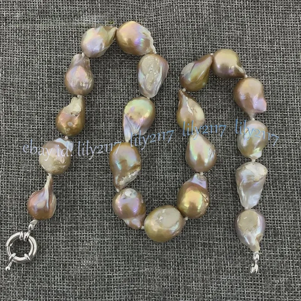 Enorme collar de perlas barrocas Keshi multicolor del Mar del Sur de 15-25 mm 14-36 pulgadas Foto 3 de 4