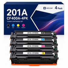 201A CF400A Toner Cartridges 4PK Compatible for Color Laserjet Pro M277dw M252dw