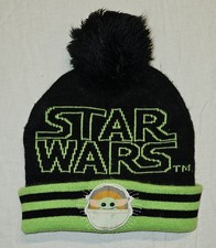 Star Wars Mandalorian Grogu Winter Beanie Knit Hat Baby Yoda Child Black Green