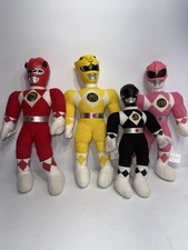 Vintage 1993 Mighty Morphin Power Rangers Plush Lot Red Yellow Pink Black Saban