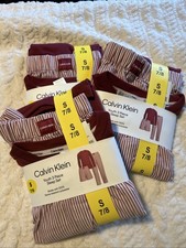  3 Calvin Klein youth S 7/8 3 Piece Sleep Set Flame Resistant Striped Red White