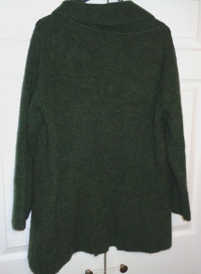 MAX STUDIO WOMEN PLUS 1X DARK GREEN CARDIGAN SWEATER 1 BUTTON DRAPED COLLAR - Image 4 of 4