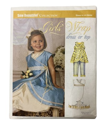 Sew Beautiful Collection Girls Wrap Dress Or Top Pattern Size 4 - 14 2008 Uncut