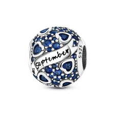 European 925 Sterling Silver Charm AAA CZ 12 Birthstone Bead For Women Bracelets