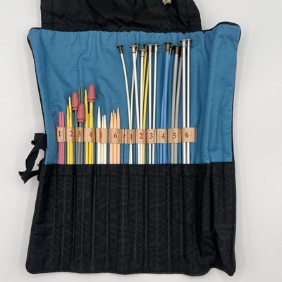 Hero Standard Knitting Needle Set in Satin Roll 37 Needles Vintage