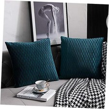 22x22 Throw Pillow Cases: 2 Pack Original Striped Velvet 22 x 22 Inch Teal