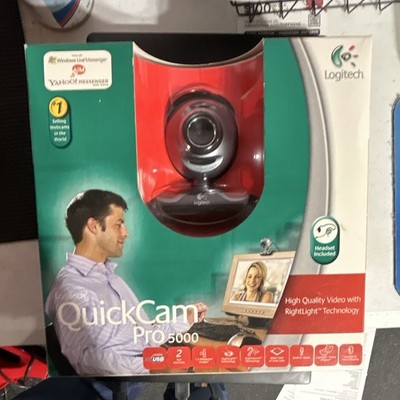 Logitech QuickCam Pro 5000 USB Webcam 30fps 640x480 Autofocus Mic Face Tracking