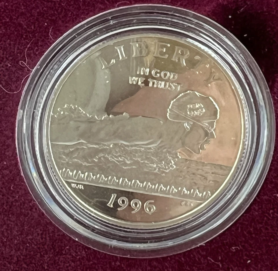 1996 US Mint 4 Coin UNC Set Atlanta Olympic Games Gold & Silver w/ Cauldron - Image 2 of 4