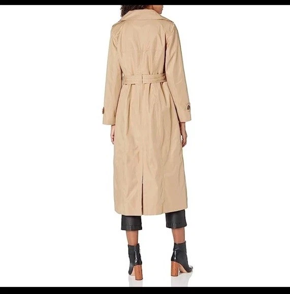 London Fog Women's Single Breasted Hooded Long Trench Coat, British Khaki, S - Image 3 of 4