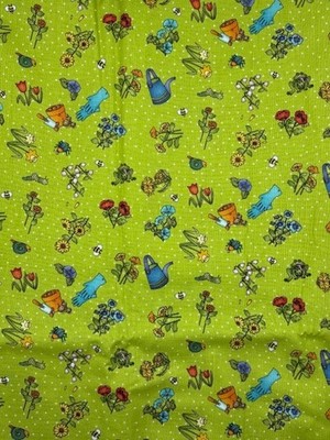 Green Gardening Fabric QT Express Nancy Smith Lynda Milligan Cotton 44'' 2.5 Yard