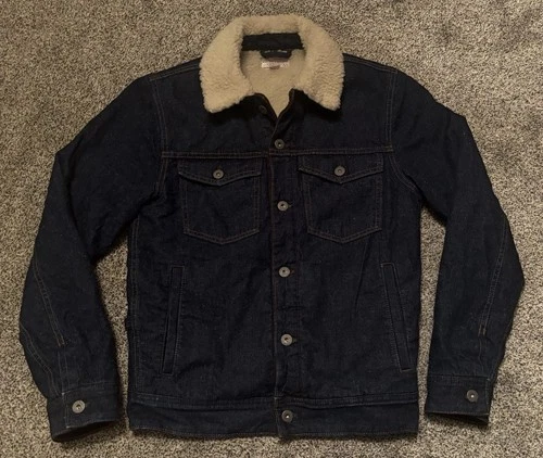 J.Crew Wallace & Barnes Japanese Denim Trucker Jacket Sherpa Lining Size XS - product listing photo