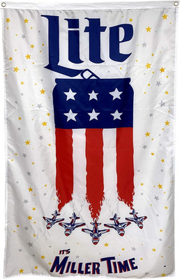 Miller Lite Flag It'S Time Milwaukee Brewing American 3X5 Ft Banner