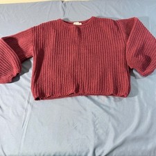 H M Girls Burgundy Knit Sweater Long Sleeve Crew Neck Size 6 7