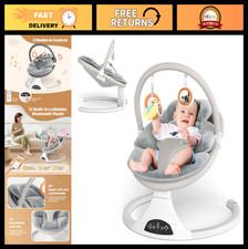 Portable Electric Baby Swing with Remote - 5 Speeds, Detachable Seat Pad, Indoor