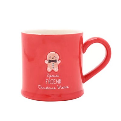 Weihnachtstasse Freund Liebesleben geprägt Keramik festlich rot Geschenk verpackt 300ml