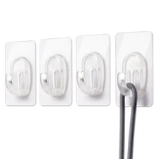 27 Pack Small Adhesive Wall Hooks, Clear Mini Hooks with Adhesive Strips, Dam...