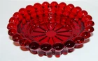 Vtg Anchor Hocking Ruby Red Berwick Boopie Candle Holder Dish Uranium Bubble Rim