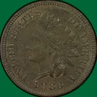 1883 Indian Head Cent Extremely Fine XF Coin, Corrosion #38254