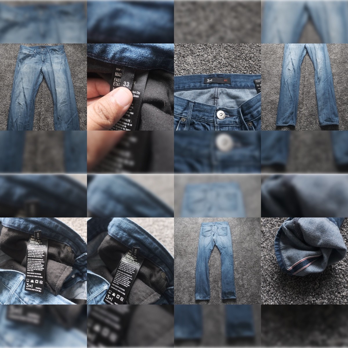 3x1 NYC Jeans Mens 33 Blue Light Wash Slim Straight Selvedge Denim Made In USA View 2