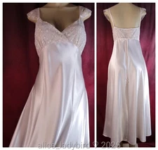 ELEGANT Vintage SHINY Liquid SATIN Full Dress SLIP Long GOWN Pink Tall L/XL 40
