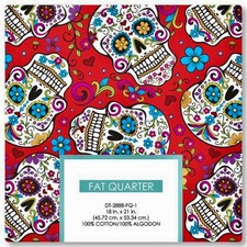 LAST FAT QTR Calaveras Red David Textiles DÍA DE LOS MUERTOS FABRIC COMBINE SHIP