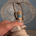 Clear Glass Floral Table Lamp w/ Bell Shade, Corded Switch, Warm White — photo 5
