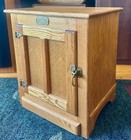 WHITE CLAD ICE BOX CHEST MEDIUM OAK BROWN 1 DOOR SIDE CABINET NIGHTSTAND NICE — photo 3