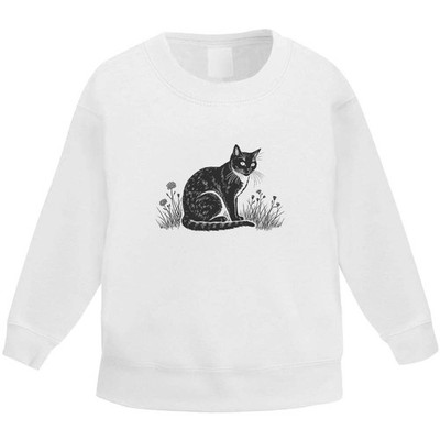 'Cat in Garden' Kid's Sweatshirt / Sweater / Jumper (KW050779)