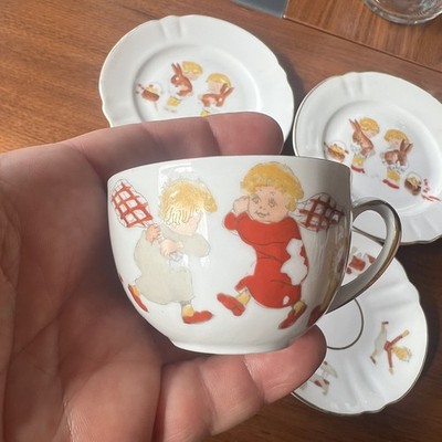 Deutsches Porzellan ME Bavaria 12 - 1 Tasse 2 Untertassen 2 kleine Teller Kinder Tee 