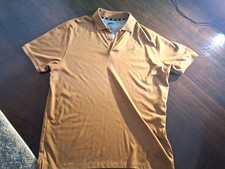 DKNY Men's Beige Solid Short Sleeve Collared Button Polo Shirt Logo Size XL