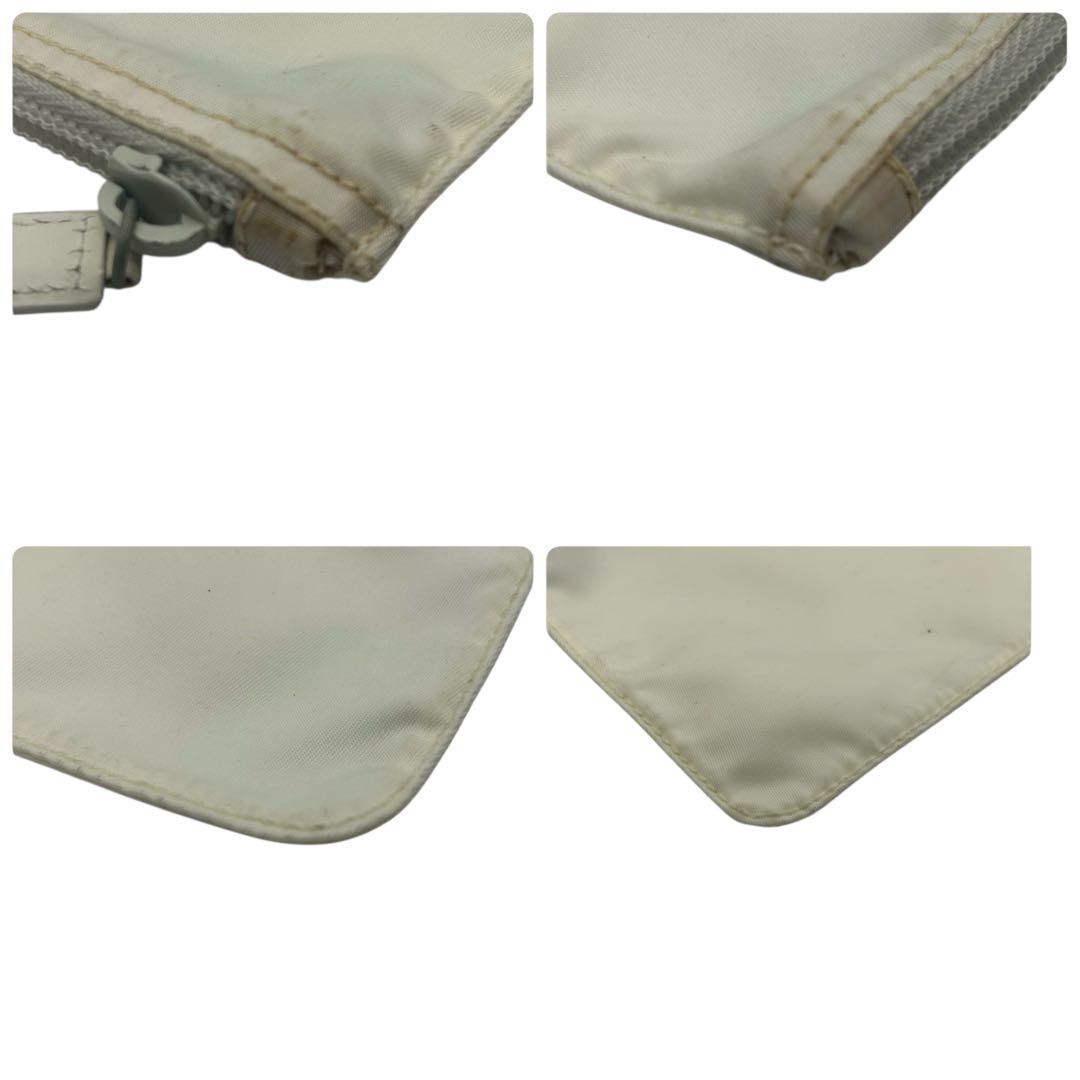 PRADA nylon pouch white triangular logo white sma… - image 7