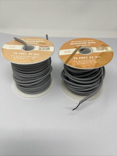 Archer Intercom Wire 2 Conductor Radio Shack 2 Spools Vintage 278-559 Tandy
