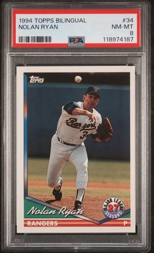 1994 Topps Bilingual #34 Nolan Ryan PSA 8 **Bilingual Set Limited To Only 1000