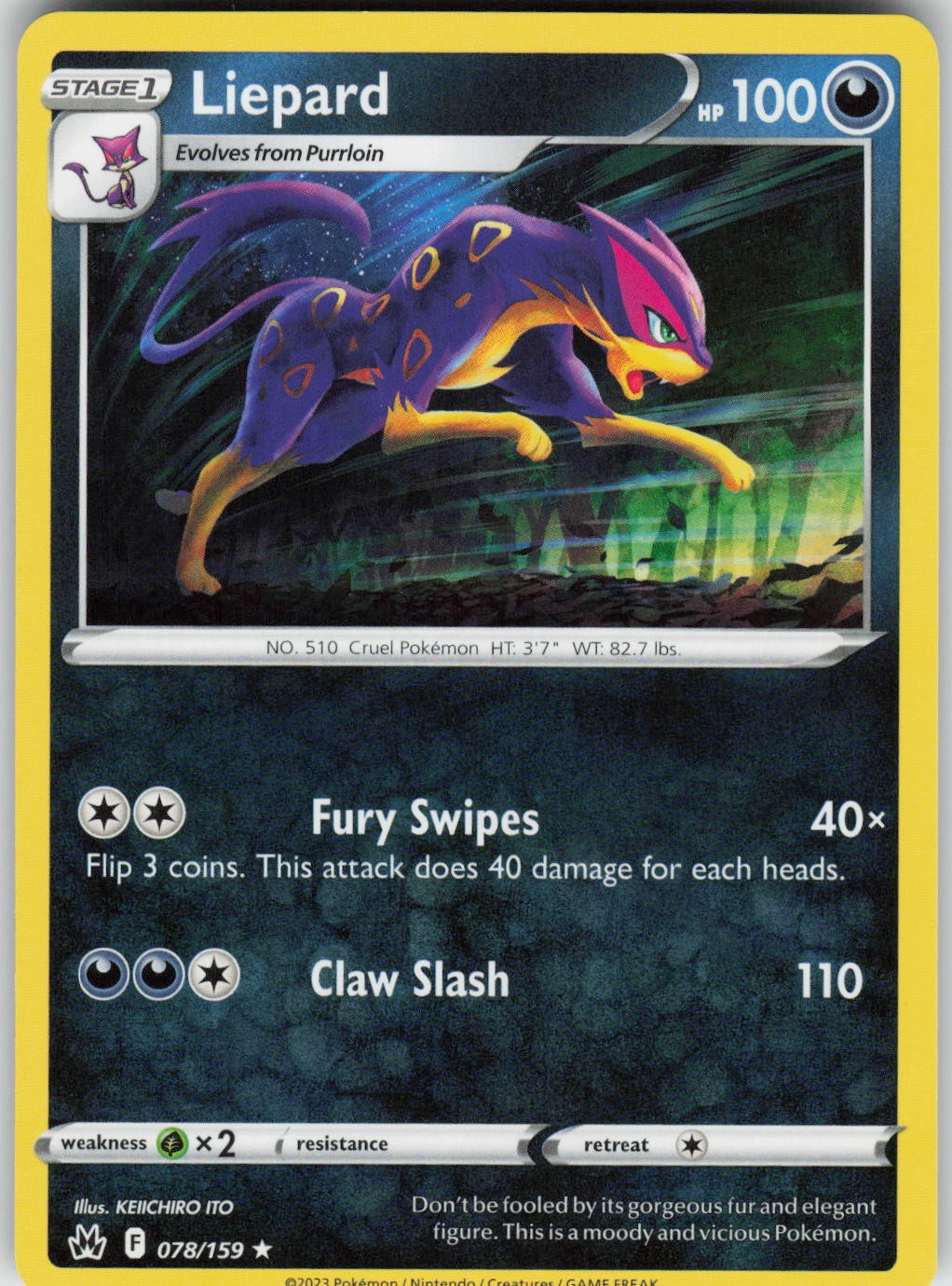 Liepard 078/159 Rare Crown Zenith Pokemon Near Mint