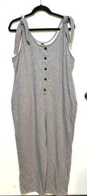 Super Comfy Old Navy Womens PLUS Maternity JUMPSUIT french terry pockets Grey XL