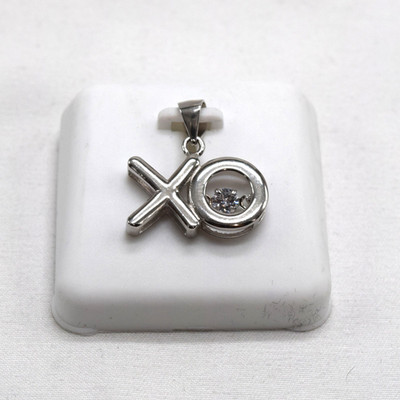 DM 925 Sterling Silber ''XO'' Hugs & Kisses schimmernder tanzender Kristall Anhänger - 50 