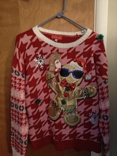 NWT BLIZZARD BAY Ugly Christmas Sweater Women Sz Large Gingerbread Man Sparkle