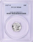 1937-S Mercury Dime :  MS66 Blazing White