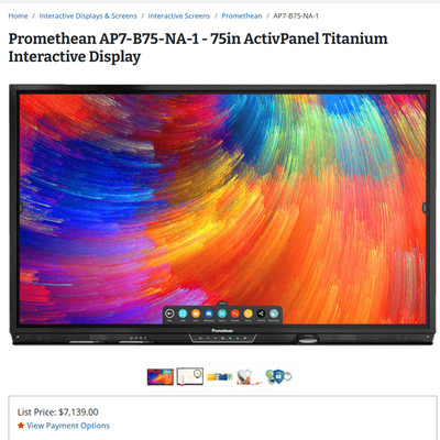 Promethean AP7-B75-NA-1 - 75in ActivPanel Titanium 4K Touchscreen TV Android