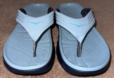 Hoka Mens One One Ora Recovery Flip Flops Stone Blue Outer  display picture 3