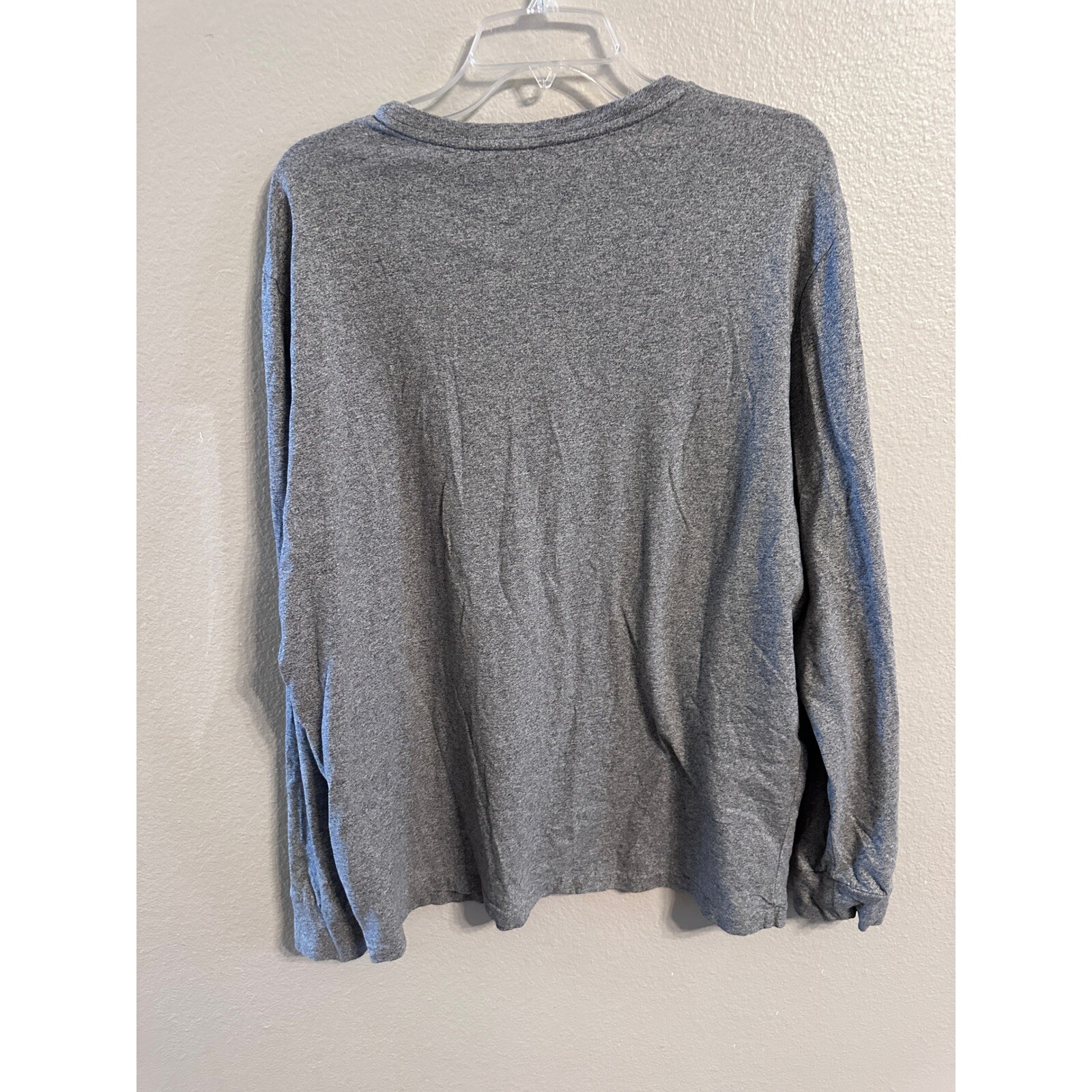 PONY Polo Ralph Lauren T Shirt Manica Lunga Vestibilità Personalizzata Grigio XL