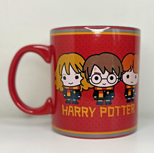 Taza de café Harry Potter Harry Hermione Ron linda taza de cerámica roja Chibi 20 oz