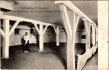 RPPC Malt Barn, Brewhouse, Nykjobing Denmark, Man Raking, Mailed