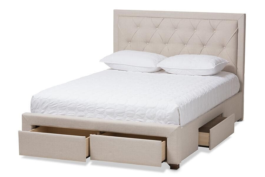 Baxton Studio Aurelie Light Beige Fabric Upholstered Storage