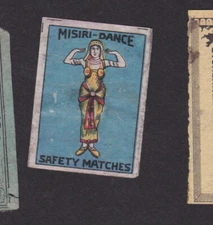 Antique India Match Tag BN81183 Misiri Dance 