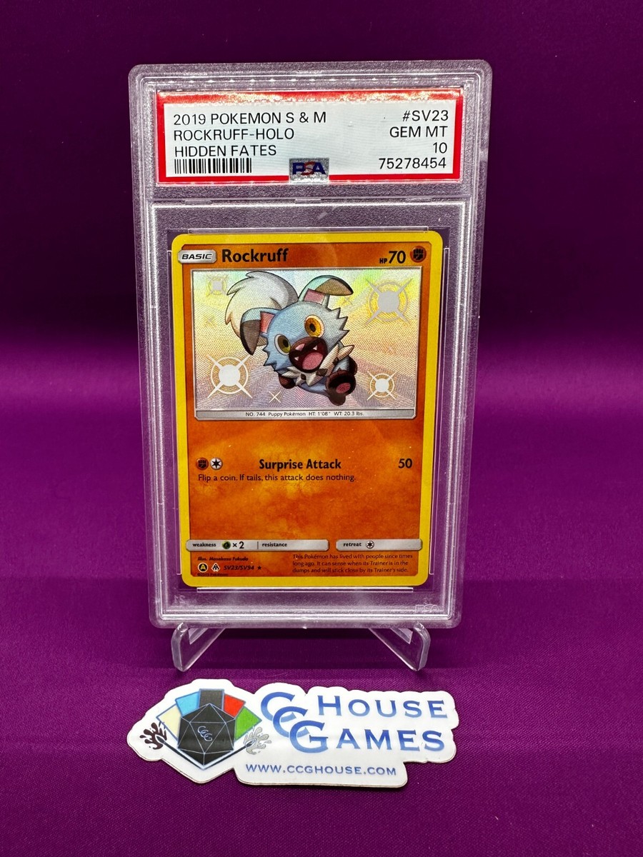 shiny rockruff pokemon card Pokemon Rockruff Holo Hidden Fates SV23/SV94 Graded PSA 10 GEM MINT  *CCGHouse*