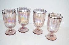 Pioneer Woman Pink Luster Finish Goblet Glasses  10oz 4 pc set Iridescent