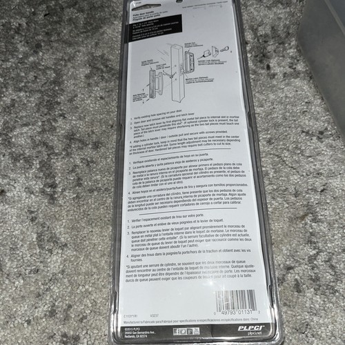 Prime-Line C 1131 Sliding Glass Door Handle Set Black,Diecast-fits 3-15/16” hole - Picture 2 of 4
