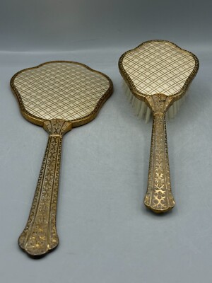 Vintage Schminktisch Set Handspiegel & Haarbürste Waschtisch Set