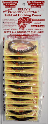 Kelly's  Bass Worms Pier Boy Special  Neutral Clear Tail 12PK Bass Panfish USA